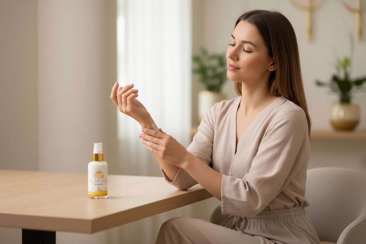 999 Skin Genie Wunderbalsam Gold | Yogana - Hautpflege - Balsam Yogana Kornkammer Natur Frau mit Armanwendung