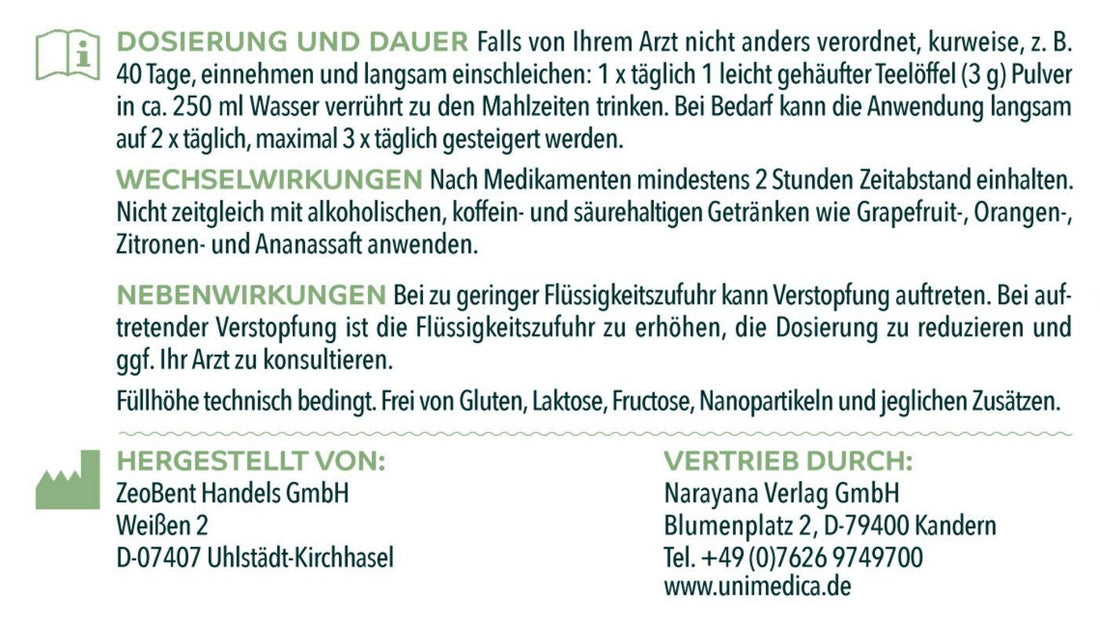 Bentonit Med® Detox Pulver - 400 g - NahrungsergänzungUnimedica Kornkammer Natur