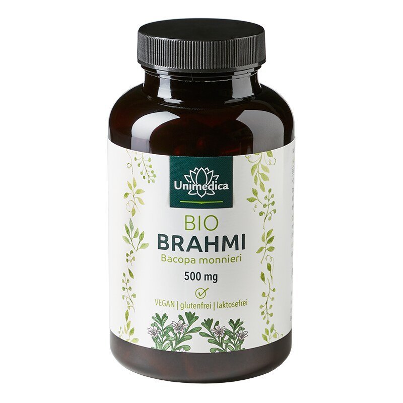 Bio Brahmi - 1.000 mg pro Tagesdosis (2 Kapseln) - 150 Kapseln - NahrungsergänzungUnimedica Kornkammer Natur