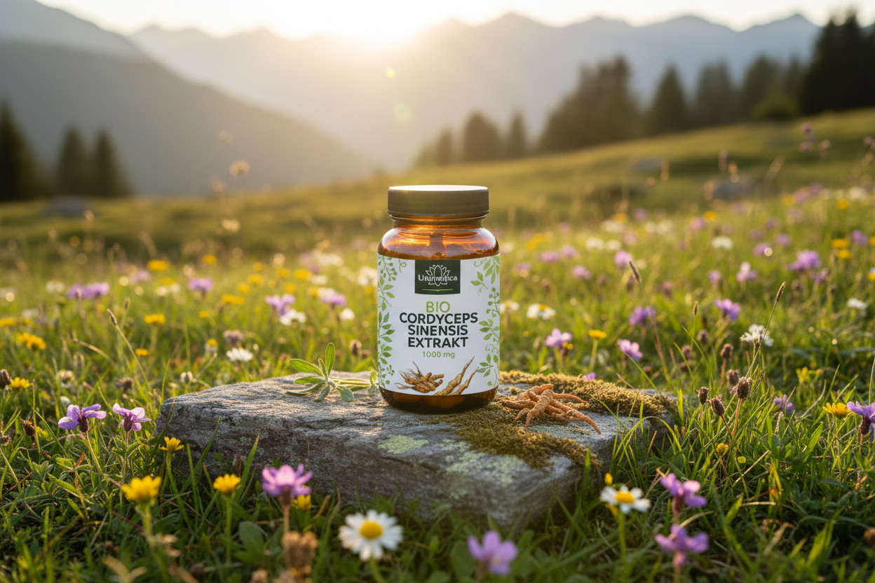 Bio Cordyceps - 1000 mg pro Tagesdosis (2 Kapseln) - mit 30 % Polysacchariden 90 Kapseln - NahrungsergänzungUnimedica Kornkammer Natur