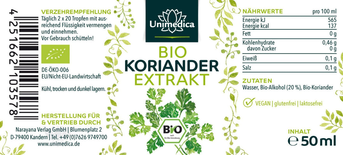 Koriander Extrakt Bio - NahrungsergänzungUnimedica Kornkammer Natur