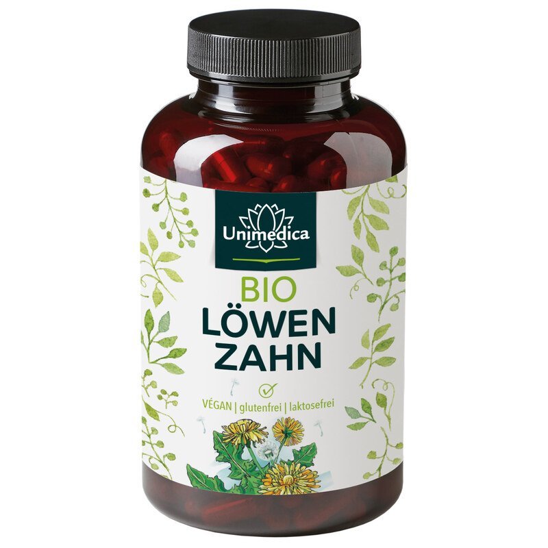 Bio Löwenzahn - 400 mg pro Tagesdosis - 180 Kapseln - NahrungsergänzungUnimedica Kornkammer Natur