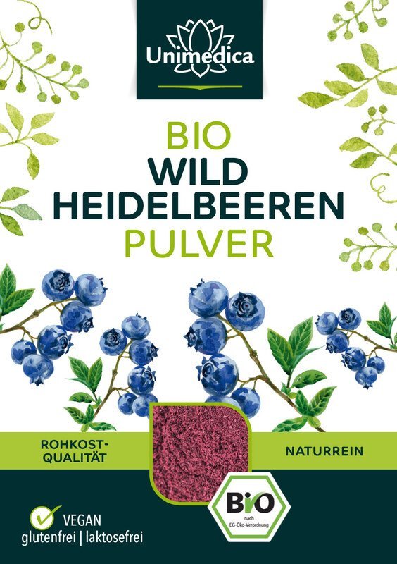 Bio Wild Heidelbeeren Pulver - 100 g - NahrungsergänzungUnimedica Kornkammer Natur