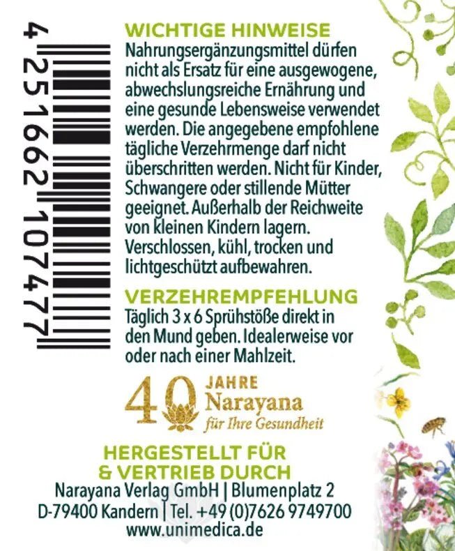 Bitterspray - aus 19 ausgewählten Naturkräutern - 50 ml - Nahrungsergänzung Unimedica Kornkammer Natur