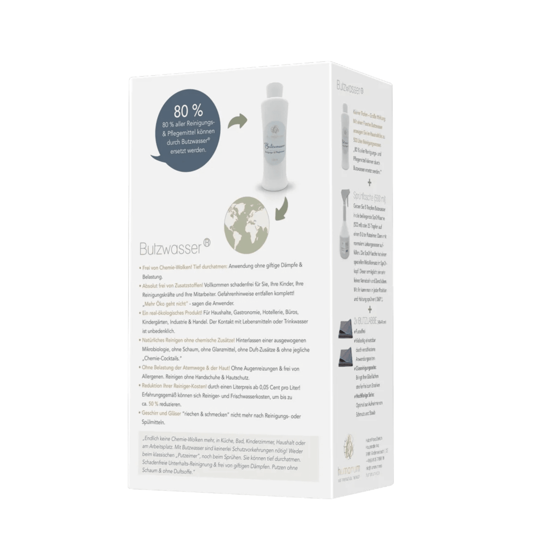 Save Me Box (Butzwasser Set mit Sprühflasche und 2 x Mikrofasertuch) - HaushaltHumanum Kornkammer Natur