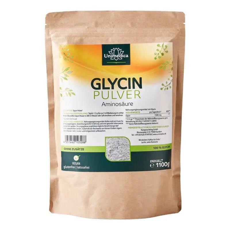Glycin Pulver - Aminosäure - 1.500 mg pro Tagesdosis - 1100 g - Nahrungsergänzung Unimedica Kornkammer Natur
