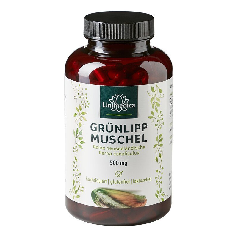 Grünlippmuschel - 1.500 mg pro Tagesdosis (3 Kapseln) - hochdosiert - 300 Kapseln - Nahrungsergänzung Unimedica Kornkammer