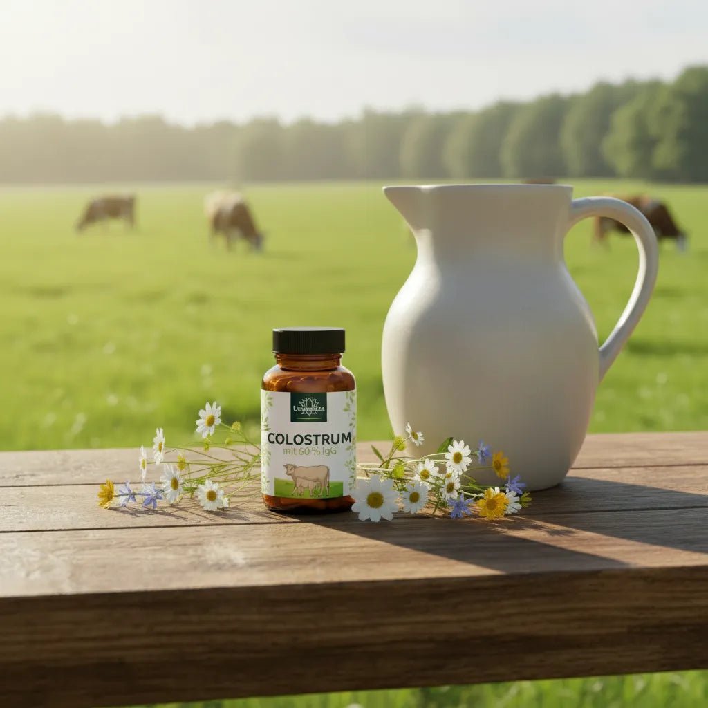 Kolostrum - 600 mg pro Tagesdosis (2 Kapseln) - mit 60 % IgG - 60 Kapseln - NahrungsergänzungUnimedica Kornkammer Natur