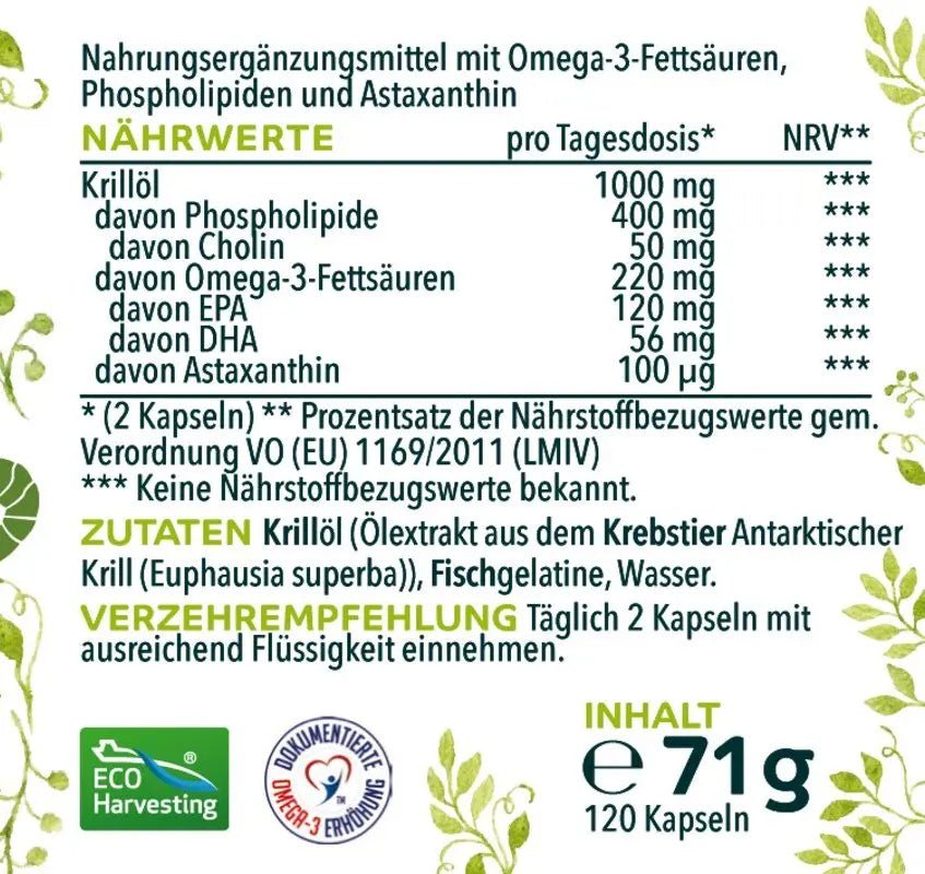 Krillöl SUPERBA 2™ - reich an Omega - 3 - Fettsäuren EPA + DHA - 1.000 mg Krillöl - 120 Kapseln - Nahrungsergänzung Unimedica
