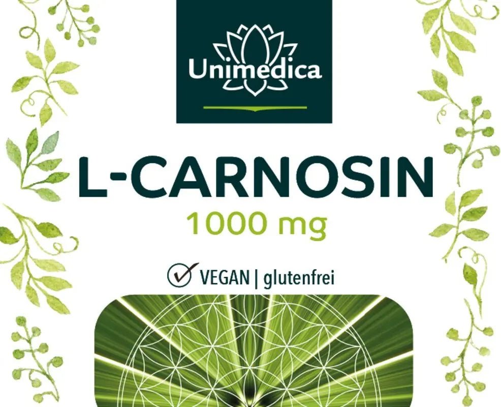 L - Carnosin - 1000 mg pro Tagesdosis (2 Kapseln) - hochdosiert - 60 Kapseln - Nahrungsergänzung Unimedica Kornkammer Natur