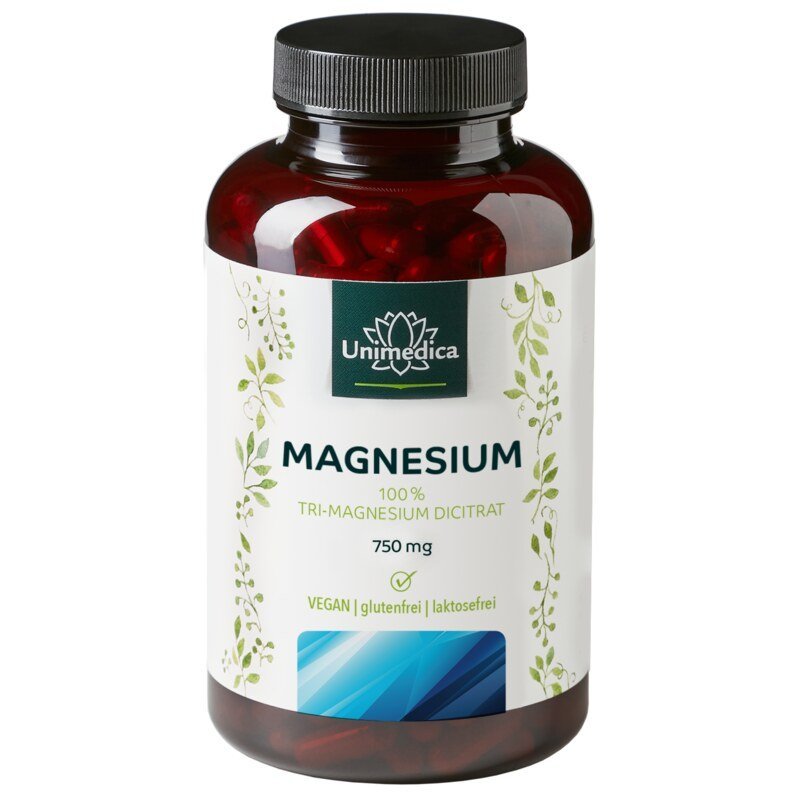 Magnesiumcitrat - Tri - Magnesium - Dicitrat - 360 mg elementares Magnesium pro Tagesdosis (3 Kapseln) - 180 Kapseln - NahrungsergänzungUnimedica Kornkammer Natur