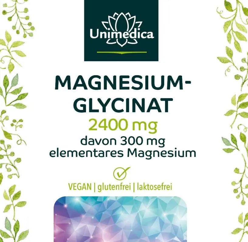 Magnesiumglycinat - 300 mg elementares Magnesium pro Tagesdosis (3 Kapseln) - 180 Kapseln - NahrungsergänzungUnimedica Kornkammer Natur