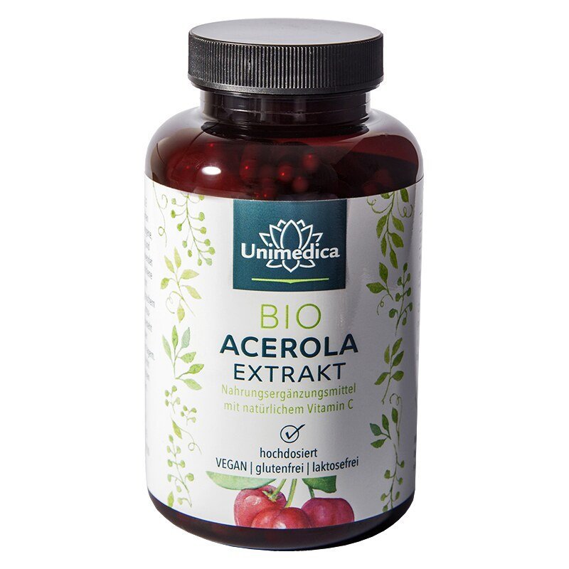 Bio Acerola Extrakt - 180 Kapseln - NahrungsergänzungUnimedica Kornkammer Natur