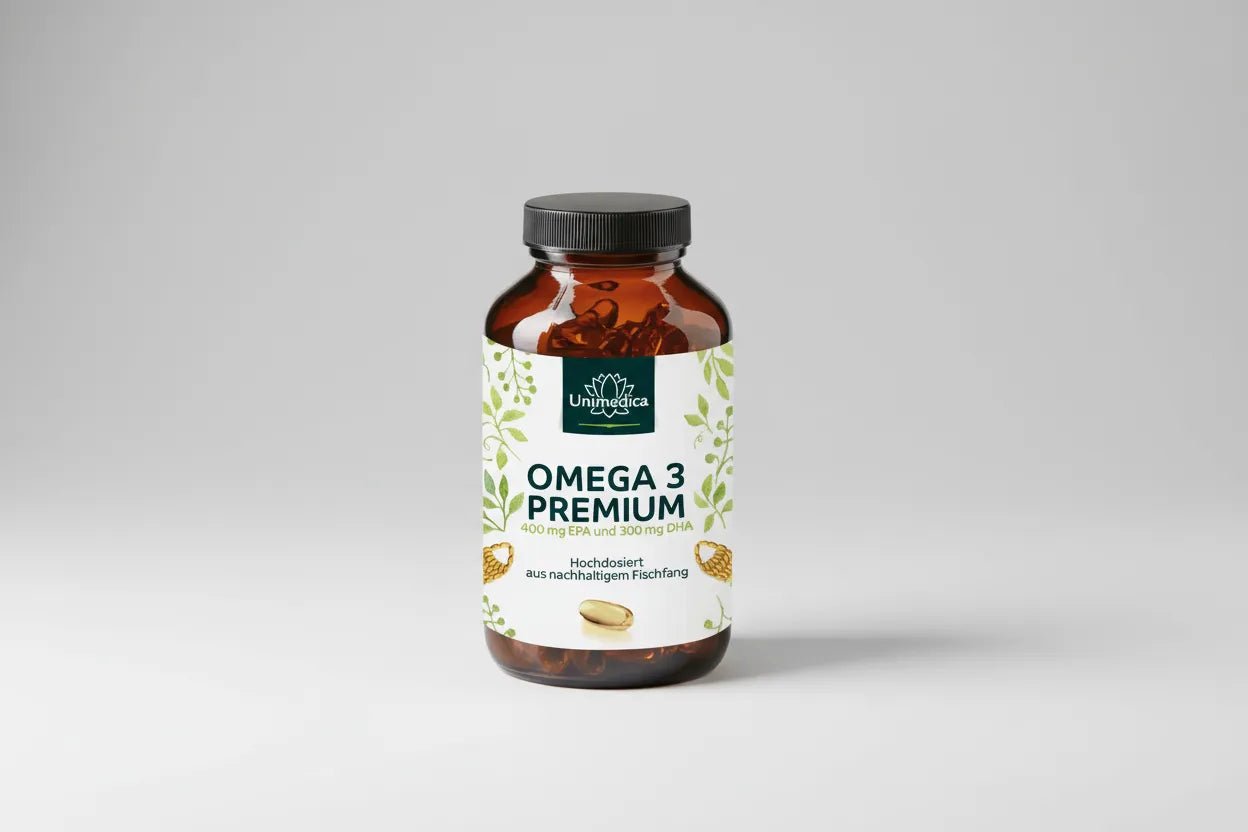 Omega 3 Premium Fischöl - 400mg EPA 300mg DHA hochdosiert - 120 Kapseln - NahrungsergänzungUnimedica Kornkammer Natur