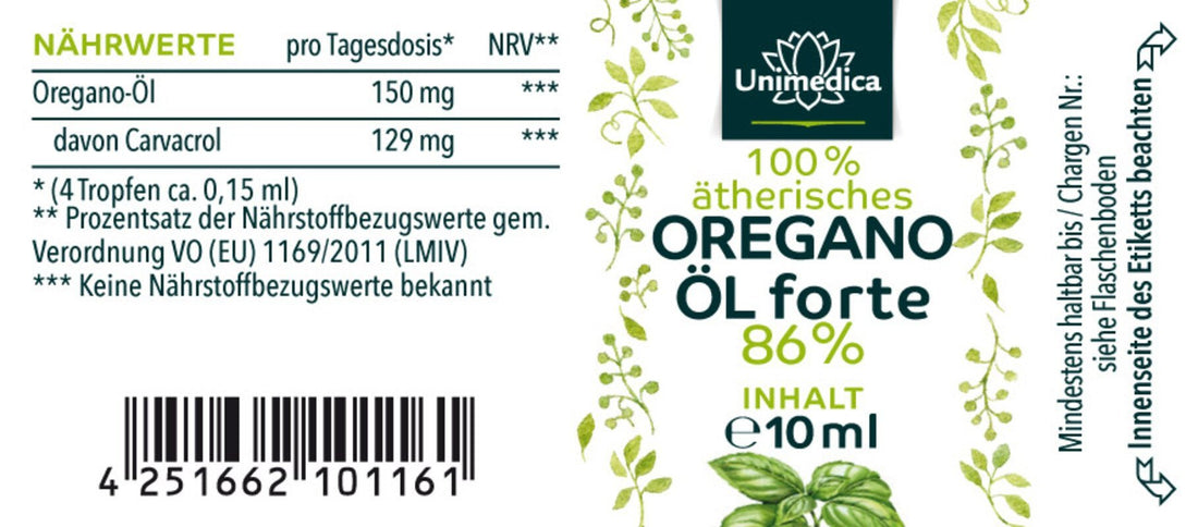 Oregano Öl forte 86% - NahrungsergänzungUnimedica Kornkammer Natur