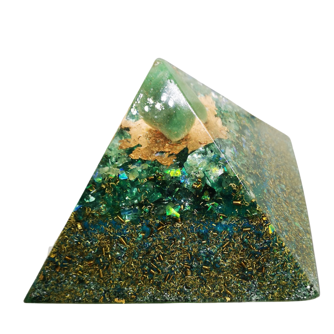 Große Orgonit - Cheops - Pyramide mit GRÜNEM QUARZ - ElektrosmogJ. Selfa Kornkammer Natur