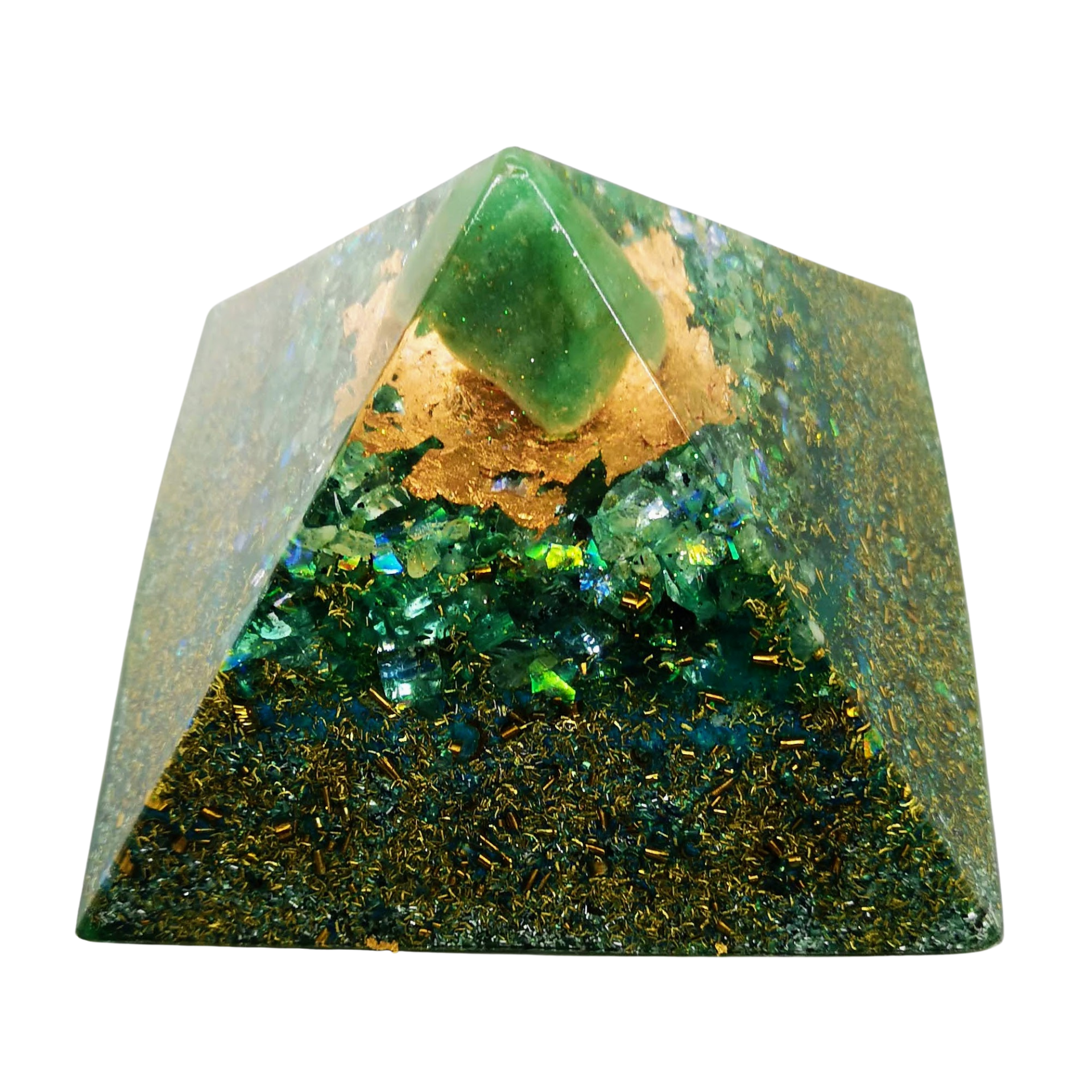 Große Orgonit - Cheops - Pyramide mit GRÜNEM QUARZ - ElektrosmogJ. Selfa Kornkammer Natur
