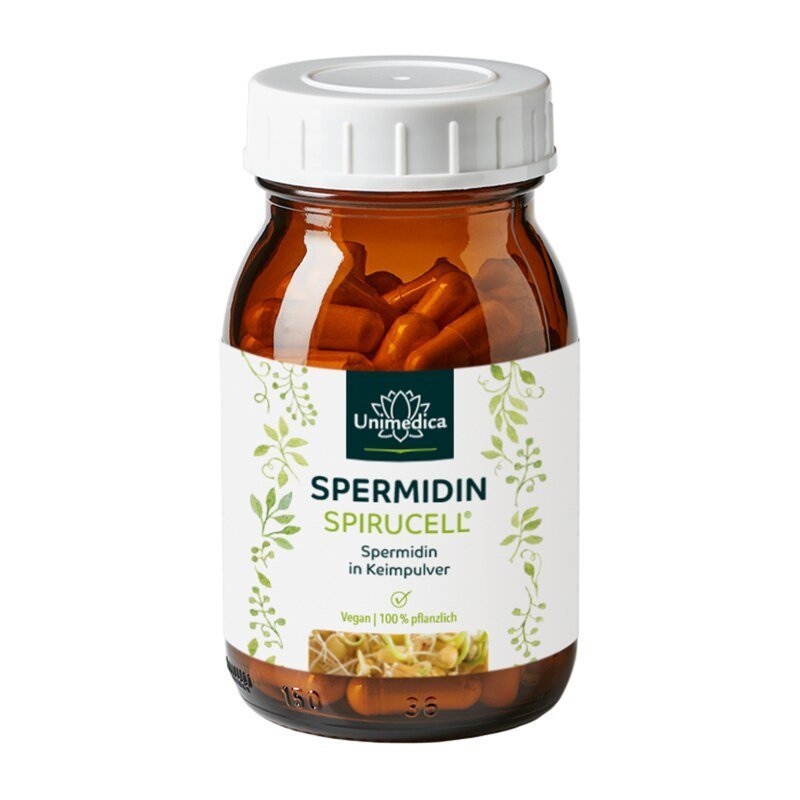 Spermidin Spirucell® - 1,2 mg pro Tagesdosis (4 Kapseln) - 90 Kapseln - NahrungsergänzungUnimedica Kornkammer Natur