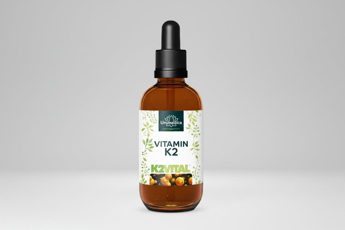 Vitamin K2 Tropfen - K2Vital - 200 µg pro Tagesdosis (10 Tropfen) - MK7 All - trans - aus Norwegen - hochdosiert - 50 ml - NahrungsergänzungUnimedica Kornkammer Natur