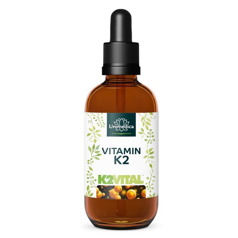 Vitamin K2 Tropfen - K2Vital - 200 µg pro Tagesdosis (10 Tropfen) - MK7 All - trans - aus Norwegen - hochdosiert - 50 ml - NahrungsergänzungUnimedica Kornkammer Natur