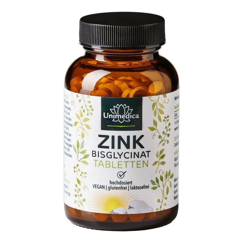 Zink Bisglycinat - 25 mg pro Tagesdosis - hochdosiert - 365 Tabletten - Nahrungsergänzung Unimedica Kornkammer Natur
