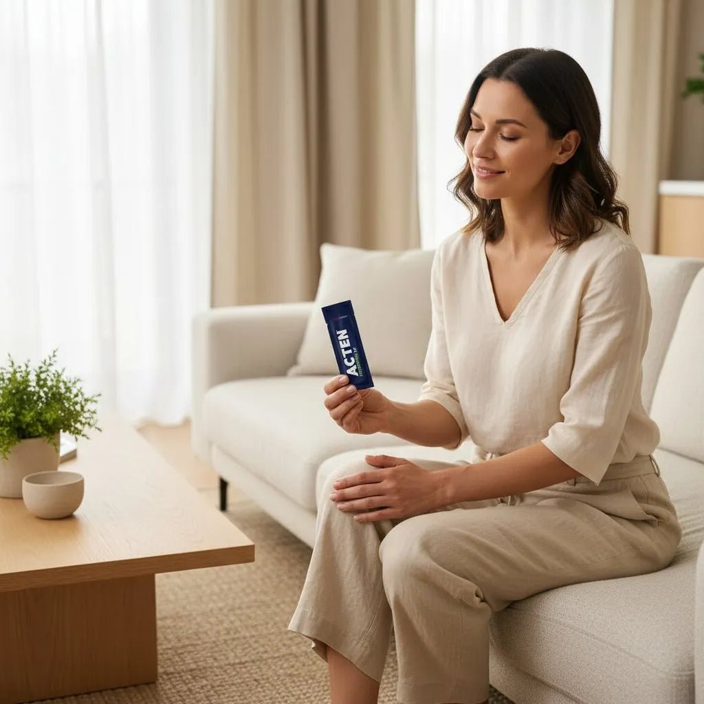 ACTEN Gel - Kollagen - Peptide mit Vitamin C & Zink für Gelenke und Knochen - Nahrungsergänzung - Acten AG - Kornkammer Natur - Frau - Knie