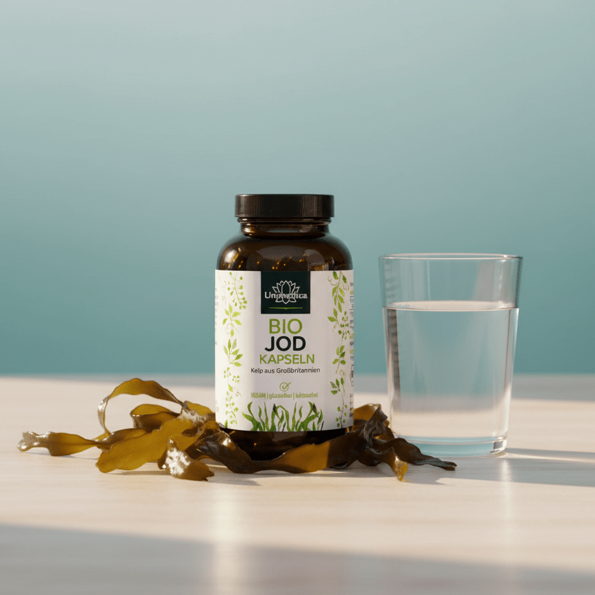 Bio Jod Kapseln - 150 µg natürliches Jod aus Kelp Braunalgen - 365 Kapseln - Nahrungsergänzung - Unimedica Kornkammer Natur
