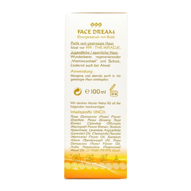 999 Face Dream Goldserum - Anti - Aging Gesichtspflege mit 999 Feingold - Yogana - CremeYogana Kornkammer Natur