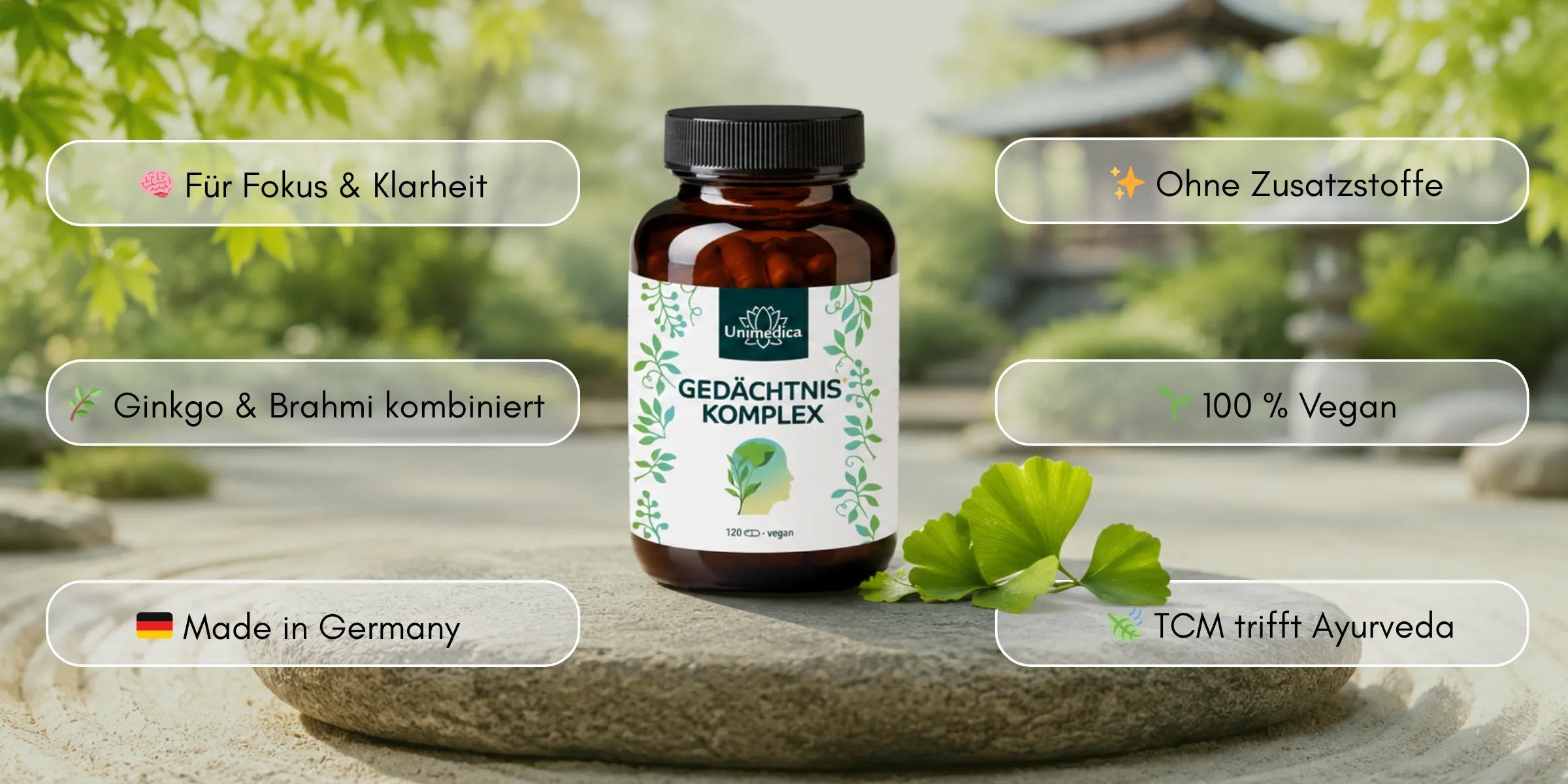 Gedächtnis* Komplex mit Ginkgo Extrakt - 120 Kapseln - Nahrungsergänzung - Unimedica Kornkammer Natur