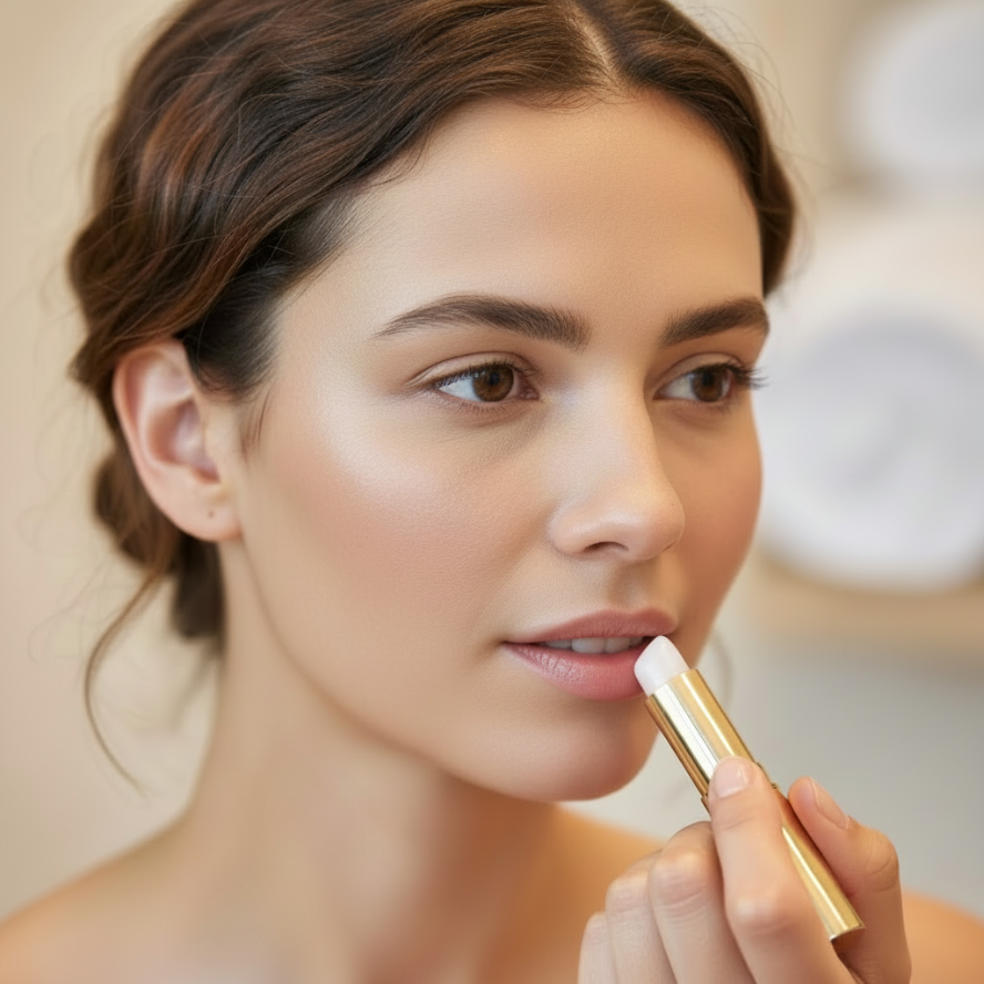 Yogana 999 Happy Lips Lippenbalsam Frau Gesicht Lippenstift Gold Kosmetik Anwendung