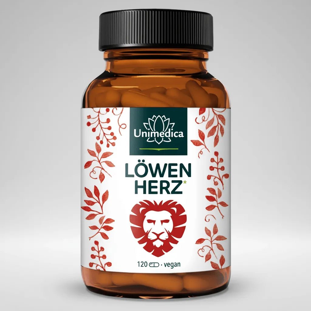 Löwenherz* - Komplex mit Kalium, Weißdornextrakt, OPC, Q10, Thiamin - 120 Kapseln - NahrungsergänzungUnimedica Kornkammer Natur