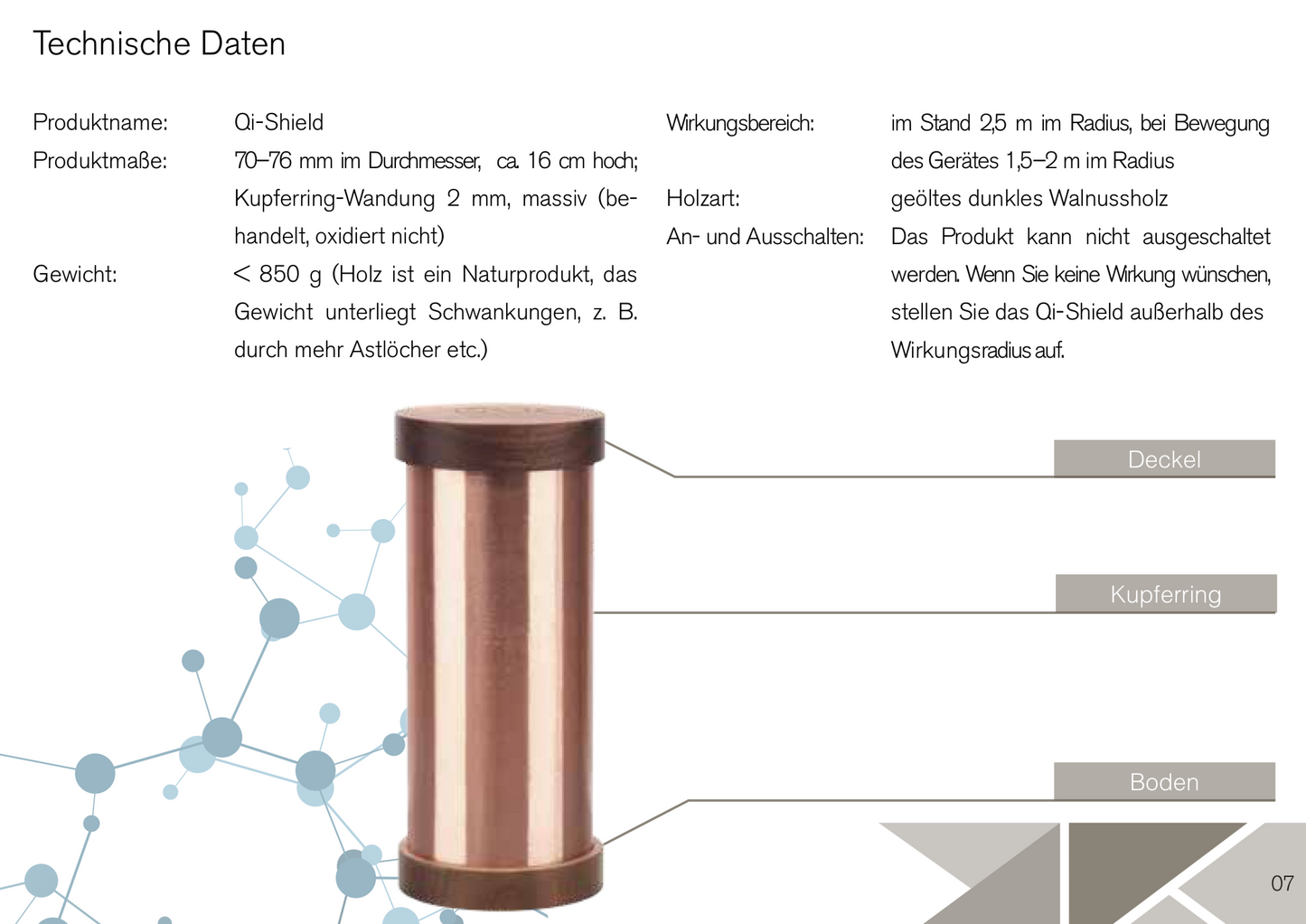 Qi Shield Wasserveredlung Wasser Immunsystem Haus Energie Elektro-Smog Kornkammer Natur Mann Beschreibung