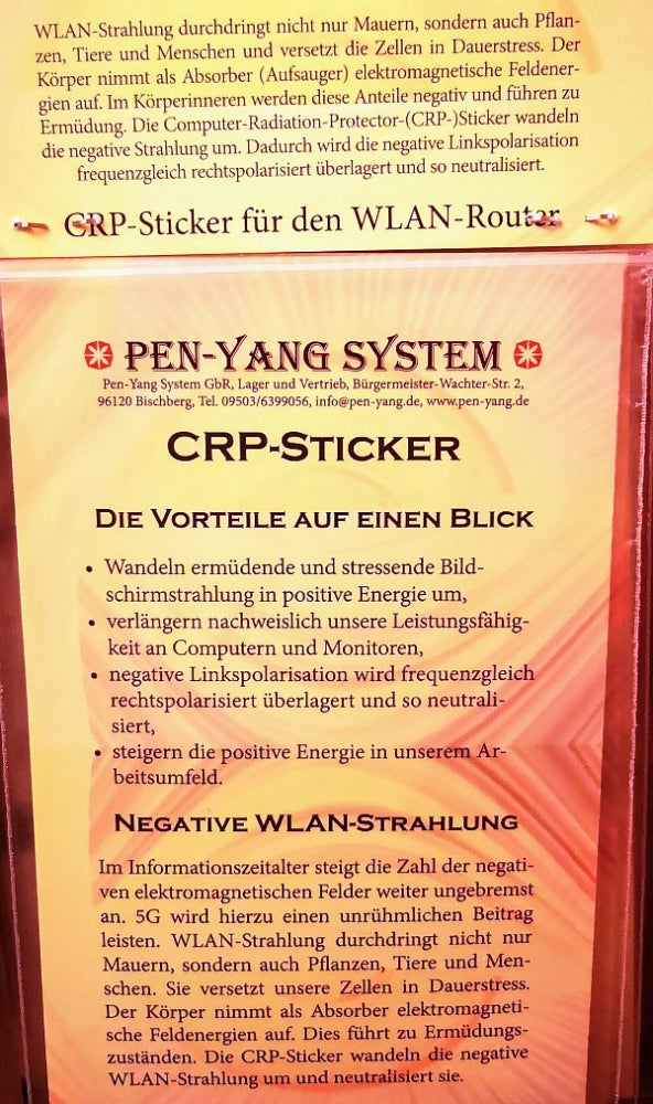 CRP Sticker BeschreibungCRP Sticker 2 Stück (am Laptop) Pen Yang Mann Feinstofflich Laptop Sticker Elektrosmog Kornkammer Natur Beschreibung