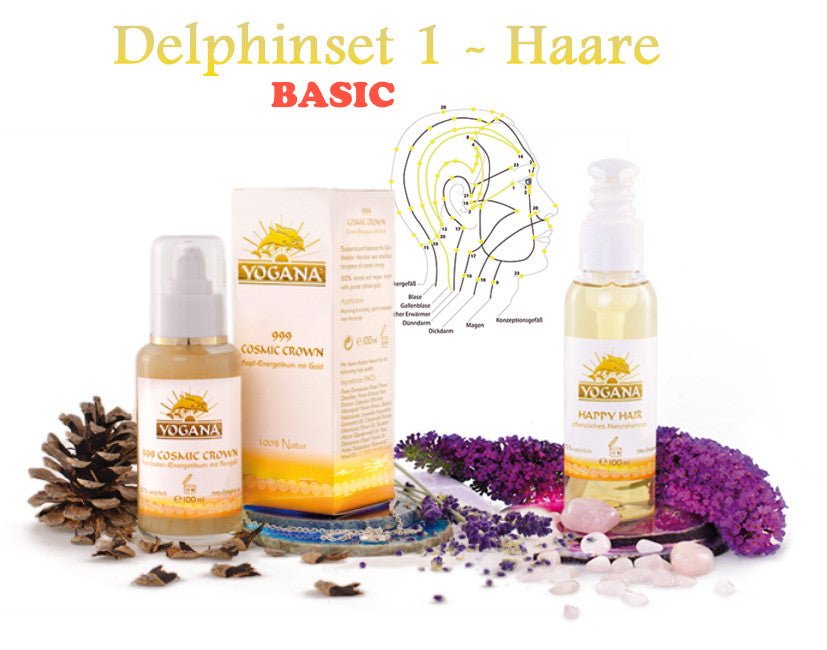 Delphinset 1 für den Kopf (Happy Hair und Cosmic Crown je 100ml) - ShampooYogana Kornkammer Natur