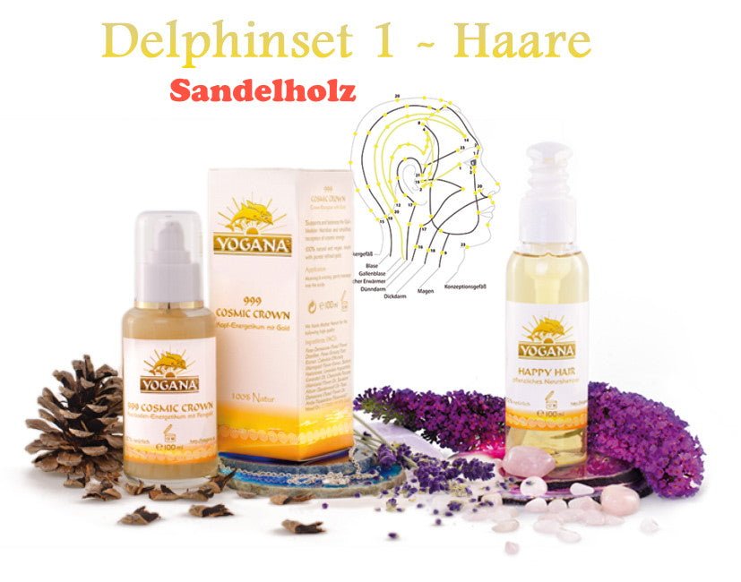 Delphinset 1 für den Kopf (Happy Hair und Cosmic Crown je 100ml) - ShampooYogana Kornkammer Natur