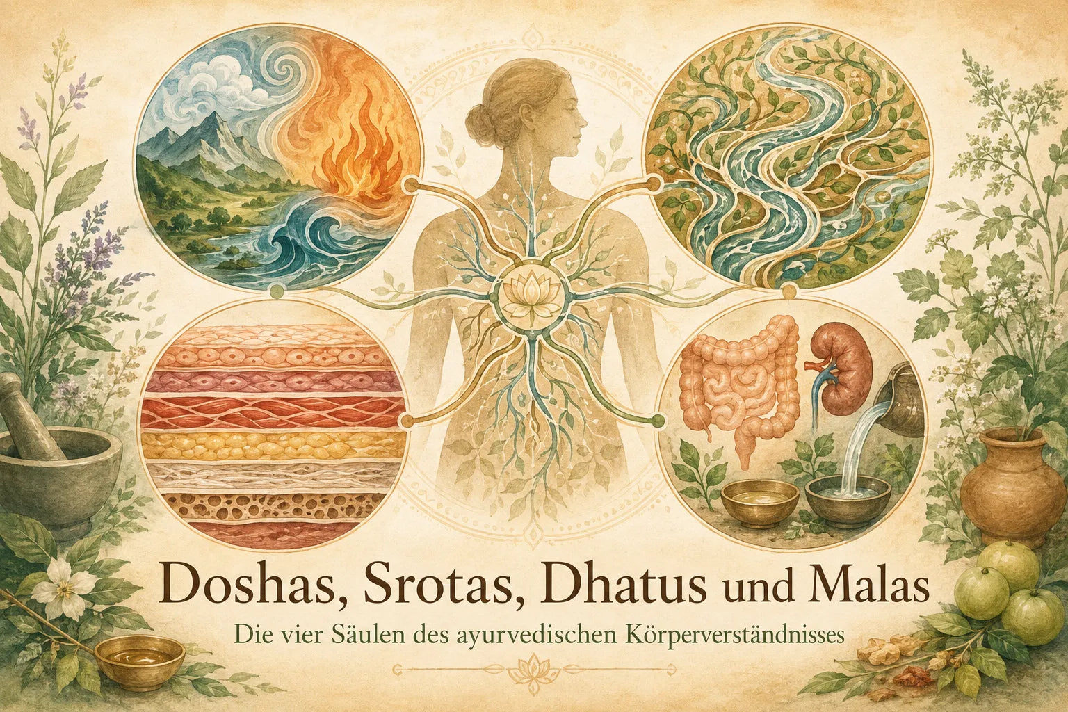 Doshas, Srotas, Dhatus und Malas – die vier Säulen des ayurvedischen Körperverständnisses