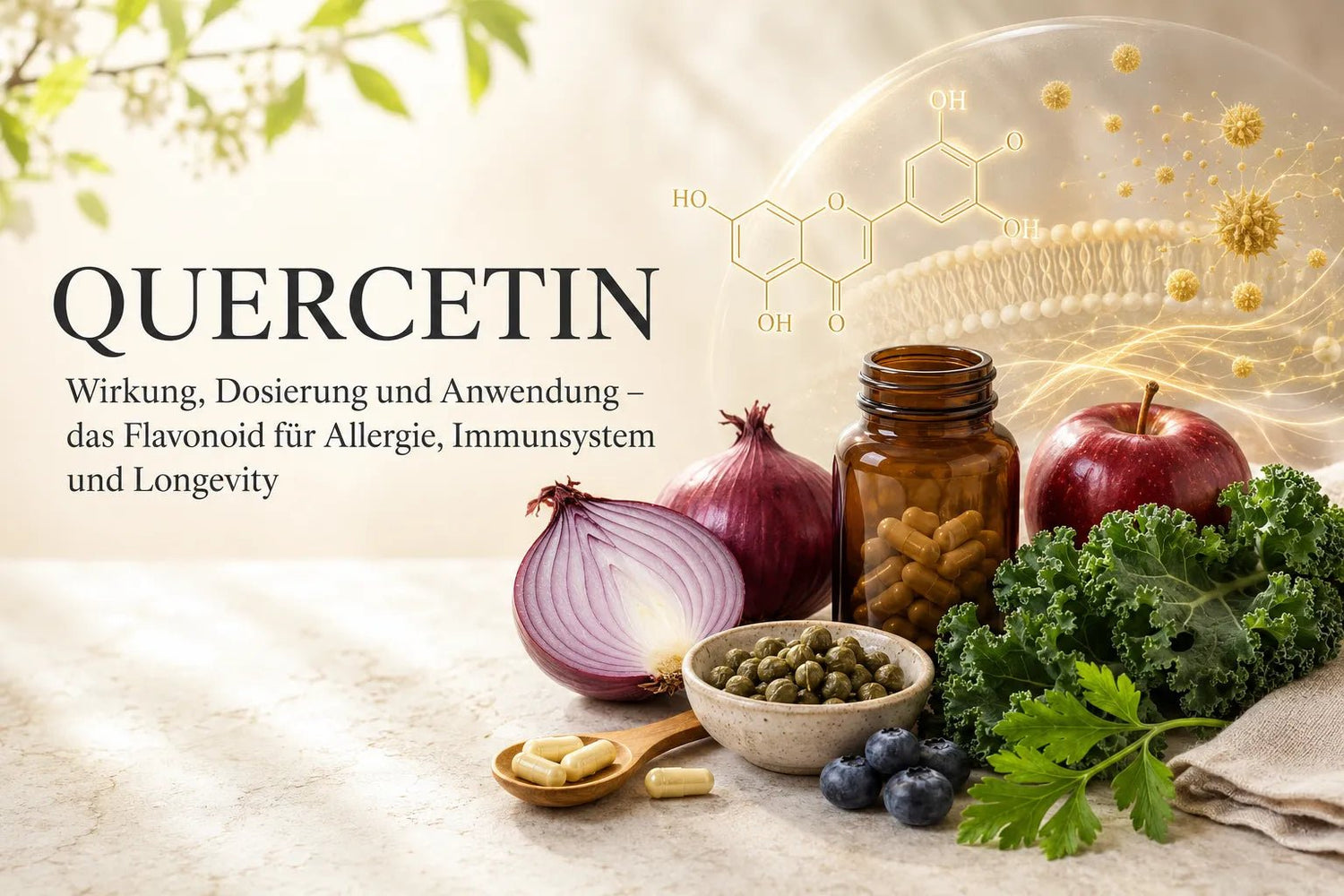 Quercetin: Wirkung, Dosierung und Anwendung – das Flavonoid für Allergie, Immunsystem und Longevity