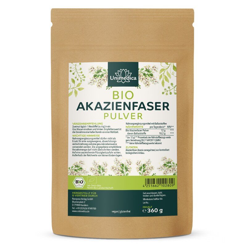 Bio Akazienfaser Pulver - 360 g - NahrungsergänzungUnimedica Kornkammer Natur