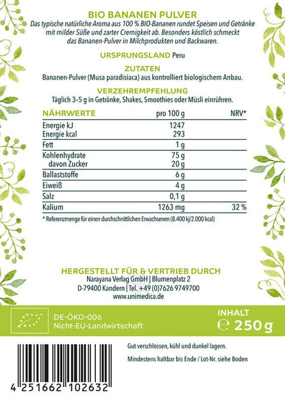 Bio Bananen Pulver - naturrein - 250 g - vegan