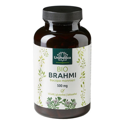 Bio Brahmi - 1.000 mg pro Tagesdosis (2 Kapseln) - 150 Kapseln - NahrungsergänzungUnimedica Kornkammer Natur