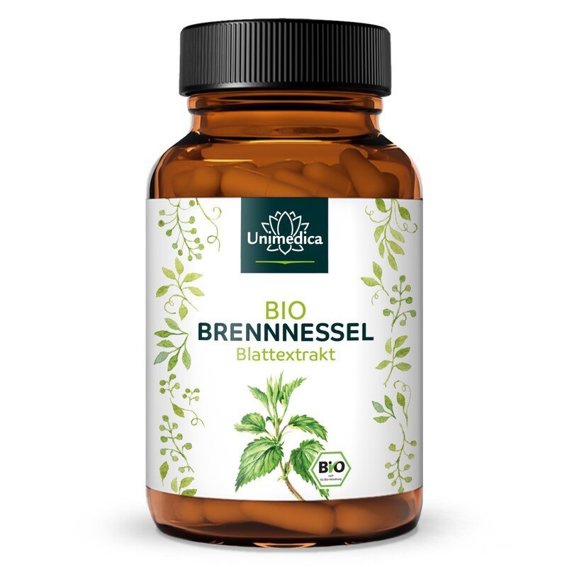 Bio Brennnessel - 10:1 Brennnesselblattextrakt - 1000 mg pro Tagesdosis (2 Kapseln) - 180 Kapseln - NahrungsergänzungUnimedica Kornkammer Natur