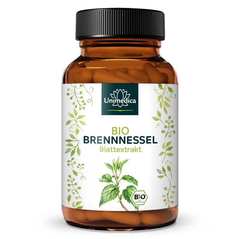 Bio Brennnessel - 10:1 Brennnesselblattextrakt - 1.000 mg pro Tagesdosis (2 Kapseln) - 180 Kapseln - von Unimedica