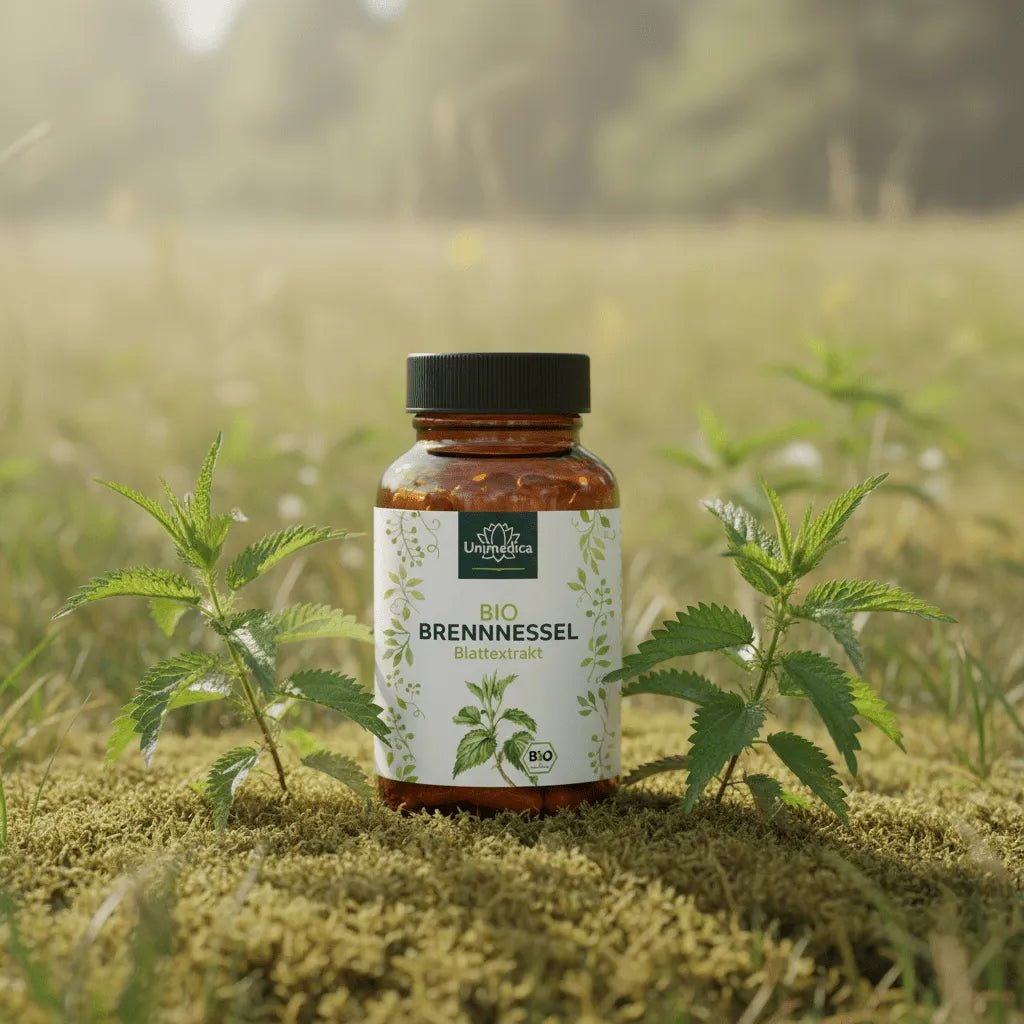 Bio Brennnessel - 10:1 Brennnesselblattextrakt - 1000 mg pro Tagesdosis (2 Kapseln) - 180 Kapseln - Nahrungsergänzung - Unimedica Kornkammer Natur