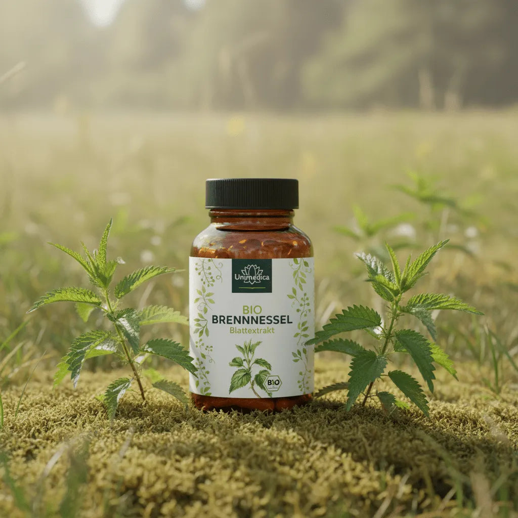 Bio Brennnessel - 10:1 Brennnesselblattextrakt - 1000 mg pro Tagesdosis (2 Kapseln) - 180 Kapseln - Nahrungsergänzung Unimedica Kornkammer Natur