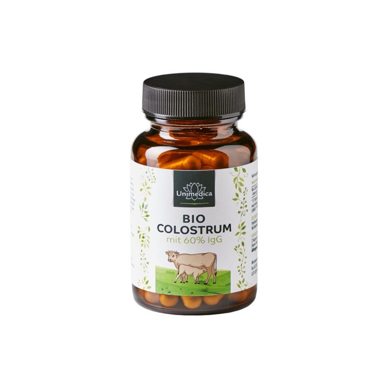 Bio Colostrum - 600 mg pro Tagesdosis (2 Kapseln) - mit 60 % IgG - 60 Kapseln