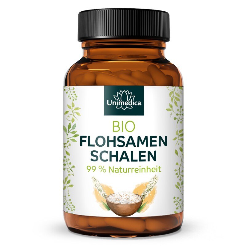 Bio Flohsamenschalen - 3.750 mg pro Tagesdosis (5 Kapseln) - 180 Kapseln