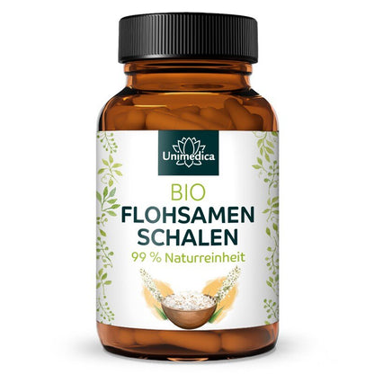 Bio Flohsamenschalen - 3.750 mg pro Tagesdosis (5 Kapseln) - 180 Kapseln