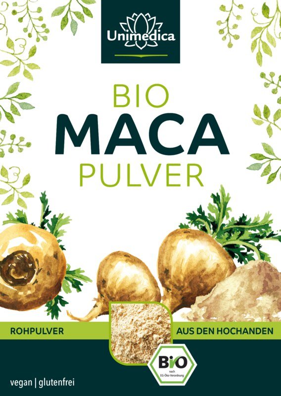 Bio Maca Pulver – hochwertiges Superfood aus den Hochanden, bio-zertifiziert, vegan und glutenfrei. Ideal für Shakes, Smoothies und Backwaren.