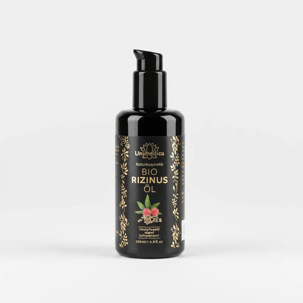 Bio Rizinusöl - 200 ml - von Unimedica Kornkammer Natur Hautpflegeöl vegan und kaltgepresst Packshot
