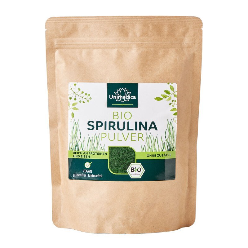 Bio Spirulina Pulver - 500 g - proteinreich - NahrungsergänzungUnimedica Kornkammer Natur